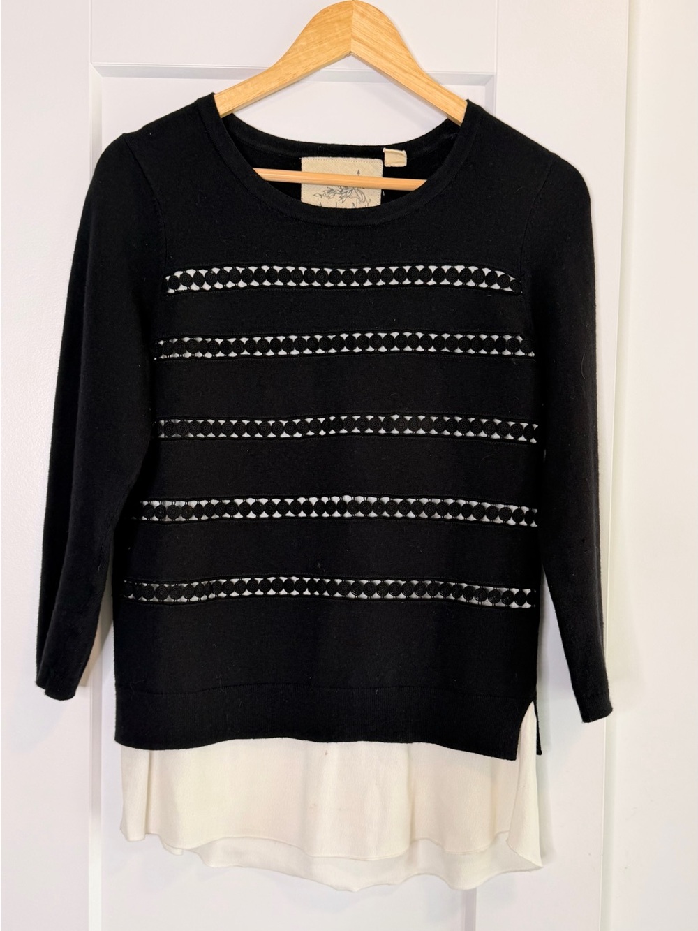 🩵2 for $30- Angel Of The North Black Sweater with Ivory Label Detail
